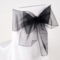 Black - 8 x 108 Inch Organza Chair Sash ( 10 Piece ) FuzzyFabric - Wholesale Ribbons, Tulle Fabric, Wreath Deco Mesh Supplies