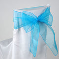 Turquoise - 8 x 108 Inch Organza Chair Sash ( 10 Piece ) FuzzyFabric - Wholesale Ribbons, Tulle Fabric, Wreath Deco Mesh Supplies