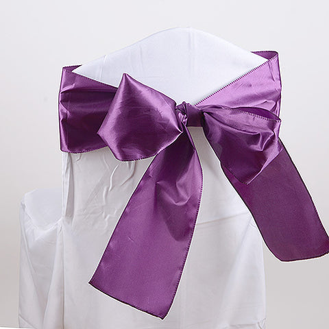Plum - 6 x 106 inch Satin Chair Sash ( 10 Piece ) FuzzyFabric - Wholesale Ribbons, Tulle Fabric, Wreath Deco Mesh Supplies