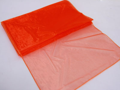 Orange - 14 x 108 inch Organza Table Runners FuzzyFabric - Wholesale Ribbons, Tulle Fabric, Wreath Deco Mesh Supplies