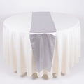 Silver - 12 x 108 inch Satin Table Runner FuzzyFabric - Wholesale Ribbons, Tulle Fabric, Wreath Deco Mesh Supplies