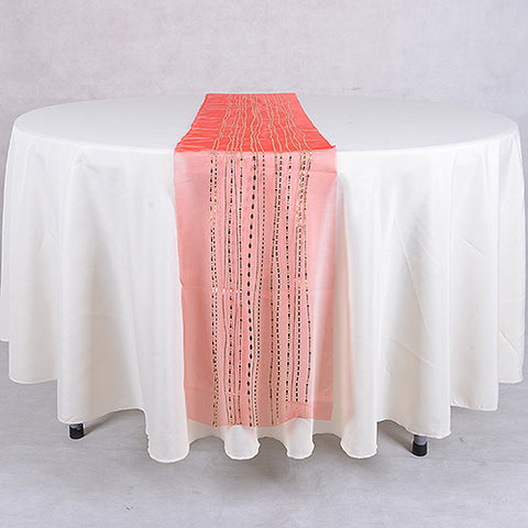 Red w/ Gold - 14 X 108 Inch Metallic Organza Table Runners FuzzyFabric - Wholesale Ribbons, Tulle Fabric, Wreath Deco Mesh Supplies