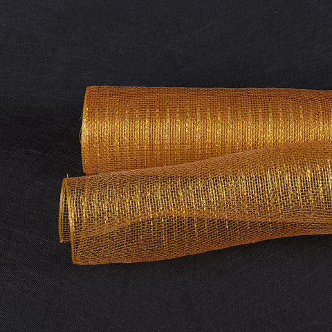 Old Gold with Gold Line - Deco Mesh Wrap Metallic Stripes ( 21 Inch x 10 Yards ) FuzzyFabric - Wholesale Ribbons, Tulle Fabric, Wreath Deco Mesh Supplies