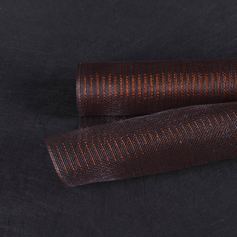 Brown with Copper Line - Deco Mesh Wrap Metallic Stripes ( 21 Inch x 10 Yards ) FuzzyFabric - Wholesale Ribbons, Tulle Fabric, Wreath Deco Mesh Supplies